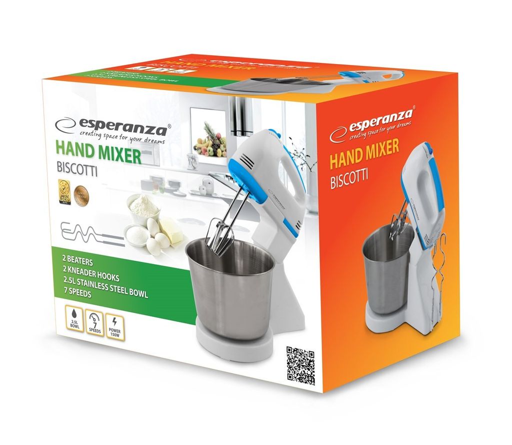 Handmixer 2,5 L Schüssel Rührgerät Teigmaschine Mixgerät Standmixer Quirl