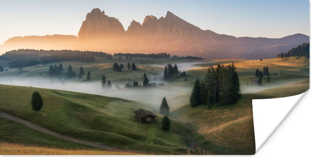 MuchoWow Poster Berg - Nebel - Landschaft 120x60 cm - Bild