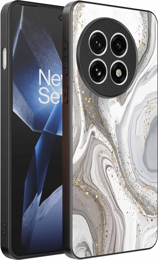 Geeignet für OnePlus 13R Telefon Fall mit Marmor-Druck - TPU zurück Abdeckung Fall Marmor-Design - Silber - Smartphonica