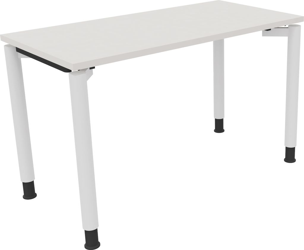 Schreibtisch Vierfuß Rundrohr B1200xT600xH680-820 ws/Weiß