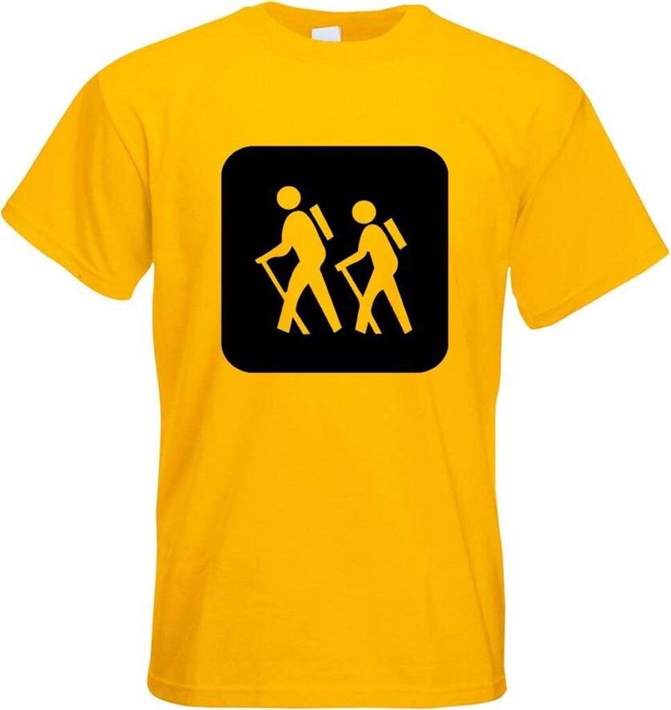 Kiwistar - T-Shirt - gelb - Wanderer Piktogramm Motiv Bedruckt Funshirt Design Print - mit Motiv Bedruckt - Funshirt Design - Sport - Freizeit - He...