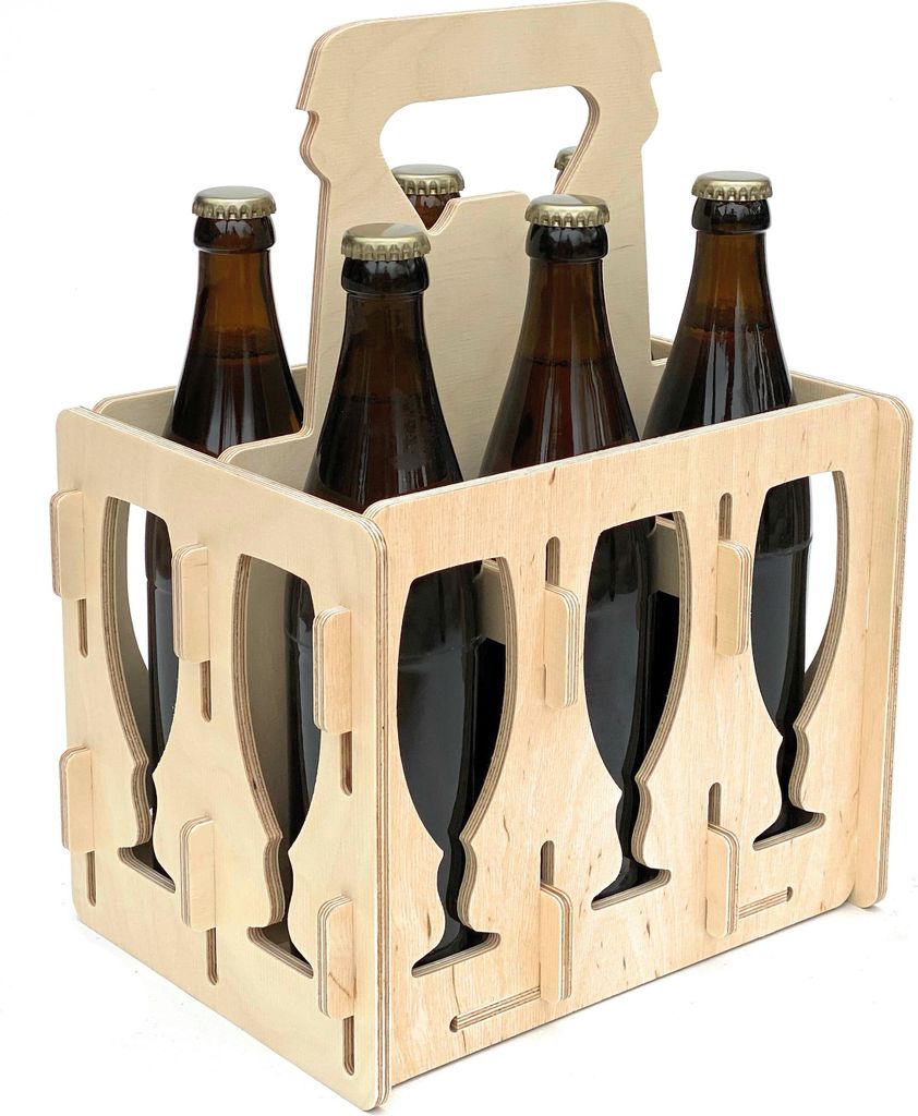 DanDiBo Bierträger aus Holz 6 Flaschen Flaschenträger 96141 Flaschenkorb Männerhandtasche Bier