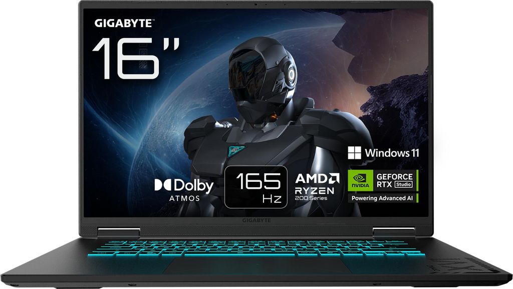 GIGABYTE Gaming A16 3WHK3DE894SH, Black Steel, Ryzen 7 260, 16GB RAM, 1TB SSD, GeForce RTX 5070, DE