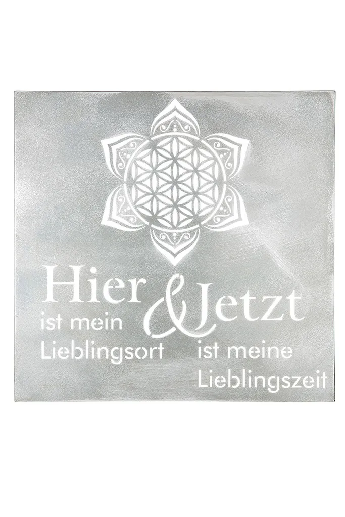 Décoration Murale Mandala Fleur de Vie en Métal Argenté Gilde 60 cm
