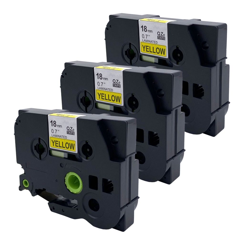 DULA Etikettenband - Kompatibel mit Brother P-Touch Tze-641 - 3 Stück - Schwarz auf gelb - 18mm x 8m