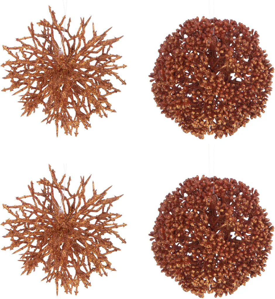 Déco Incassable Orange Cuivre : 4 Balles Suspendues J-Line Rondes