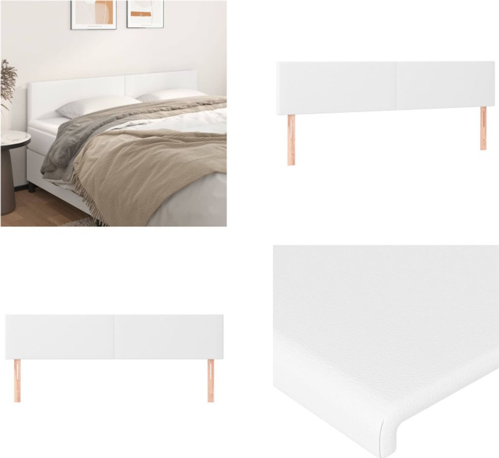 vidaXL Kopfteile 2 Stk. Weiß 100x5x78/88 cm Kunstleder - Kopfteil - Kopfteile - Bett-Kopfteil - Bettkopfteil