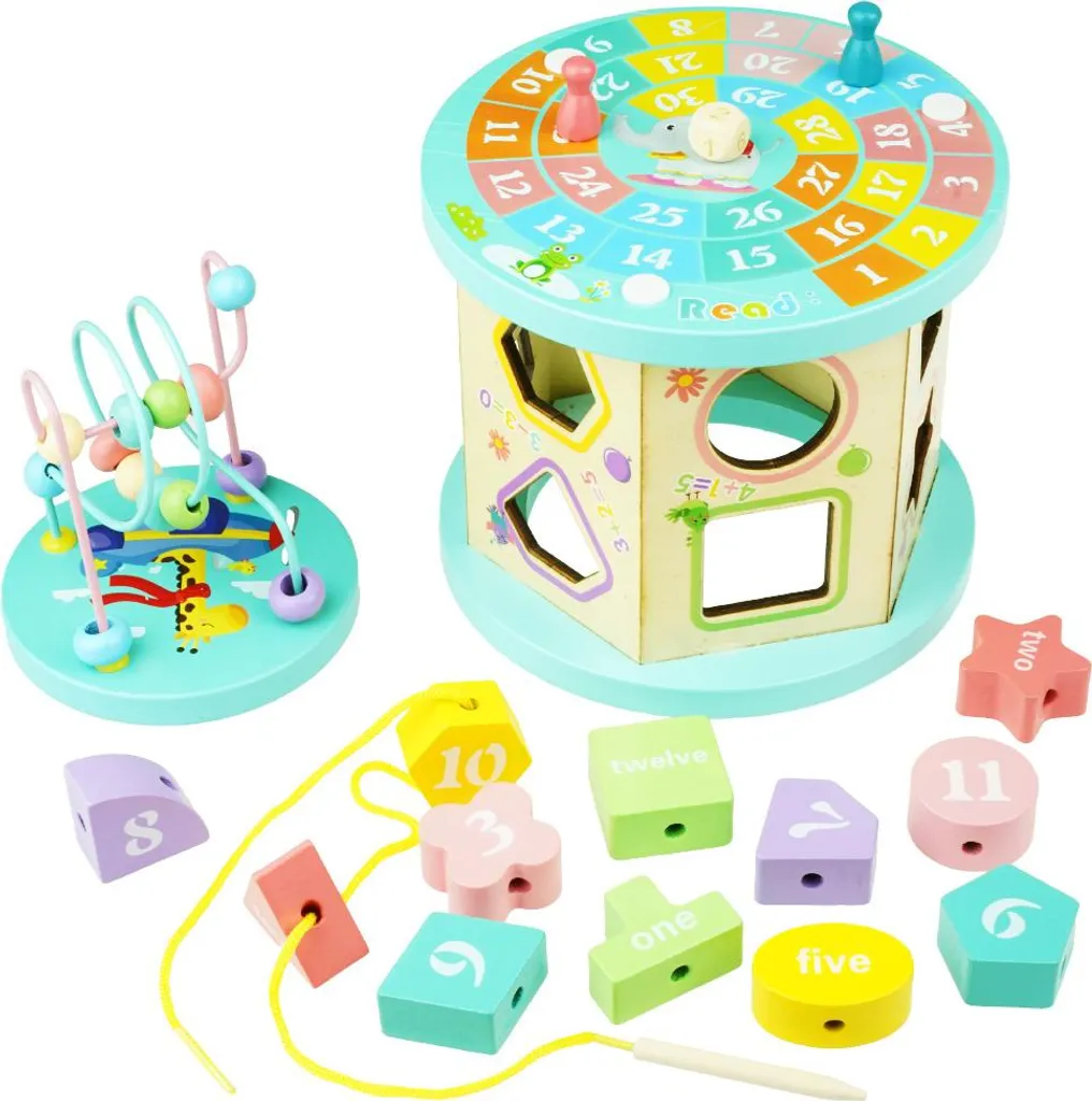 Boîte à formes éducative en bois naturel - Jouet de tri Montessori 15cm