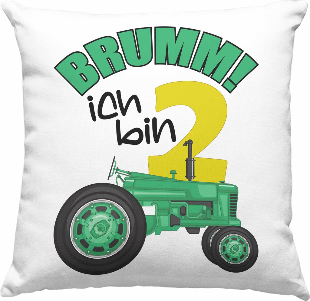Trendation - 2. Geburtstag Deko-Kissen mit Füllung 40x40 Geschenk Becher Zweiter Bday Geschenkidee 2 Jahre Alt Baby Junge Jungs KakaoDeko-Kissen m...