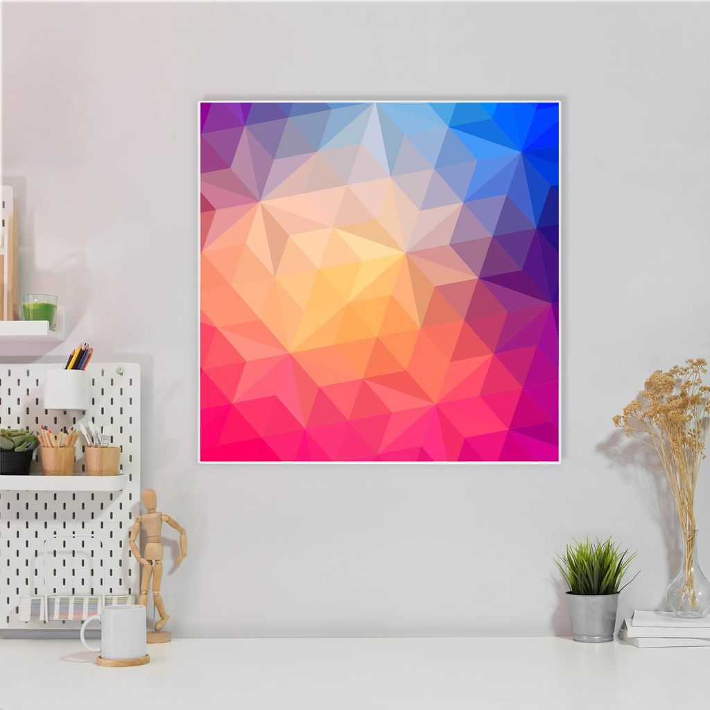 Design Stahlmagnettafel Quadratisch 50x50cm Bunte Kristalle