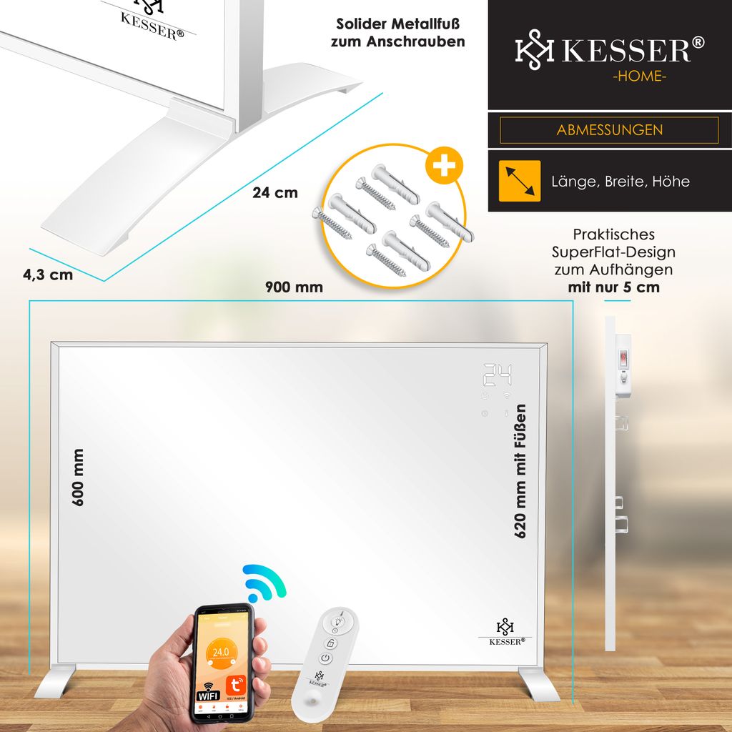 KESSER® Infrarotheizung Energiesparend Infrarot Standgerät Produktbild 7