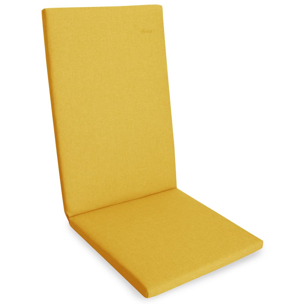 Herlag Sunny Hochlehner-Auflage 123x50x4 cm – wetterfest, wasserfest & UV-beständig – waschbarer Bezug mit Reißverschluss – Senfgelb