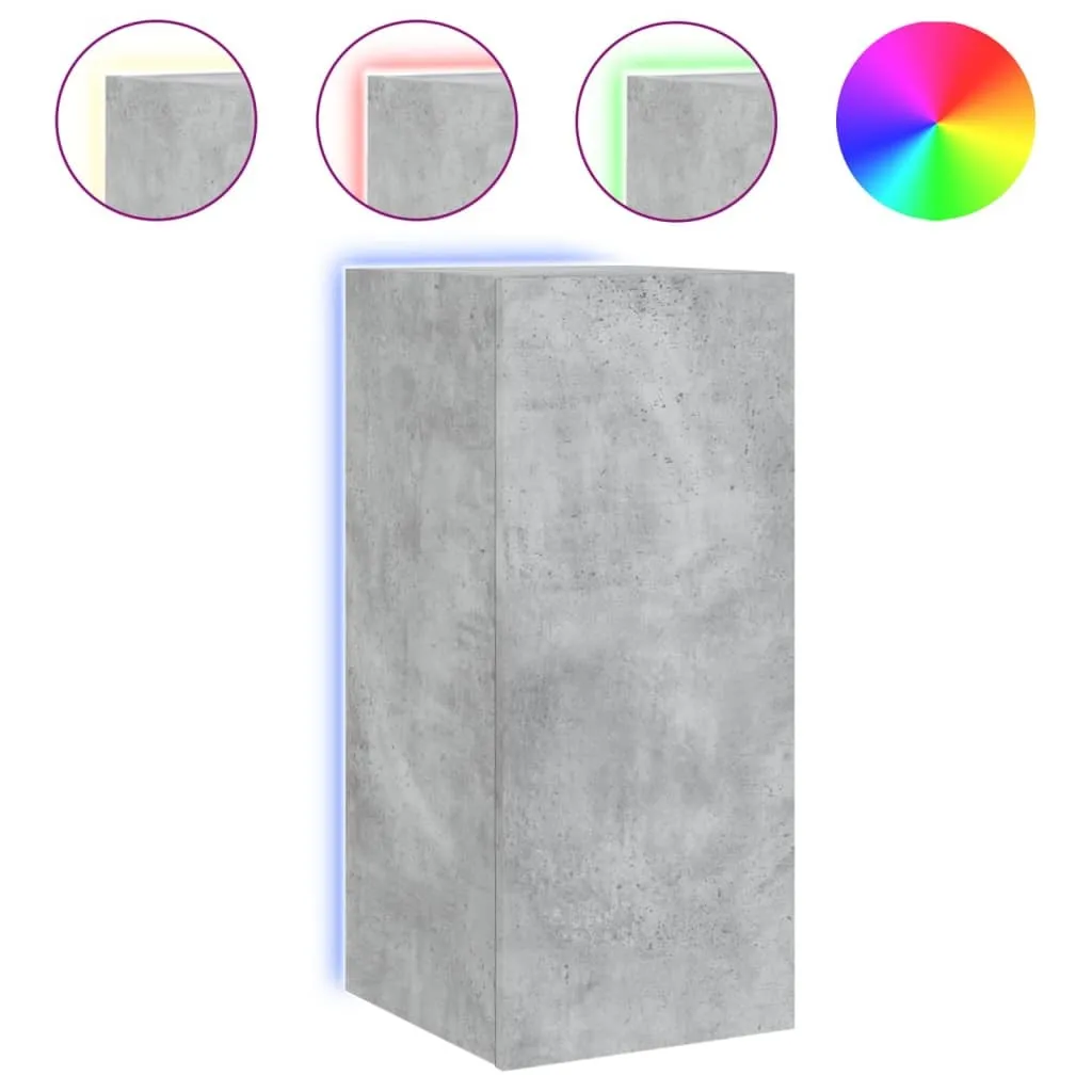 Pensile TV con luci LED grigio cemento 30,5x35x70 cm