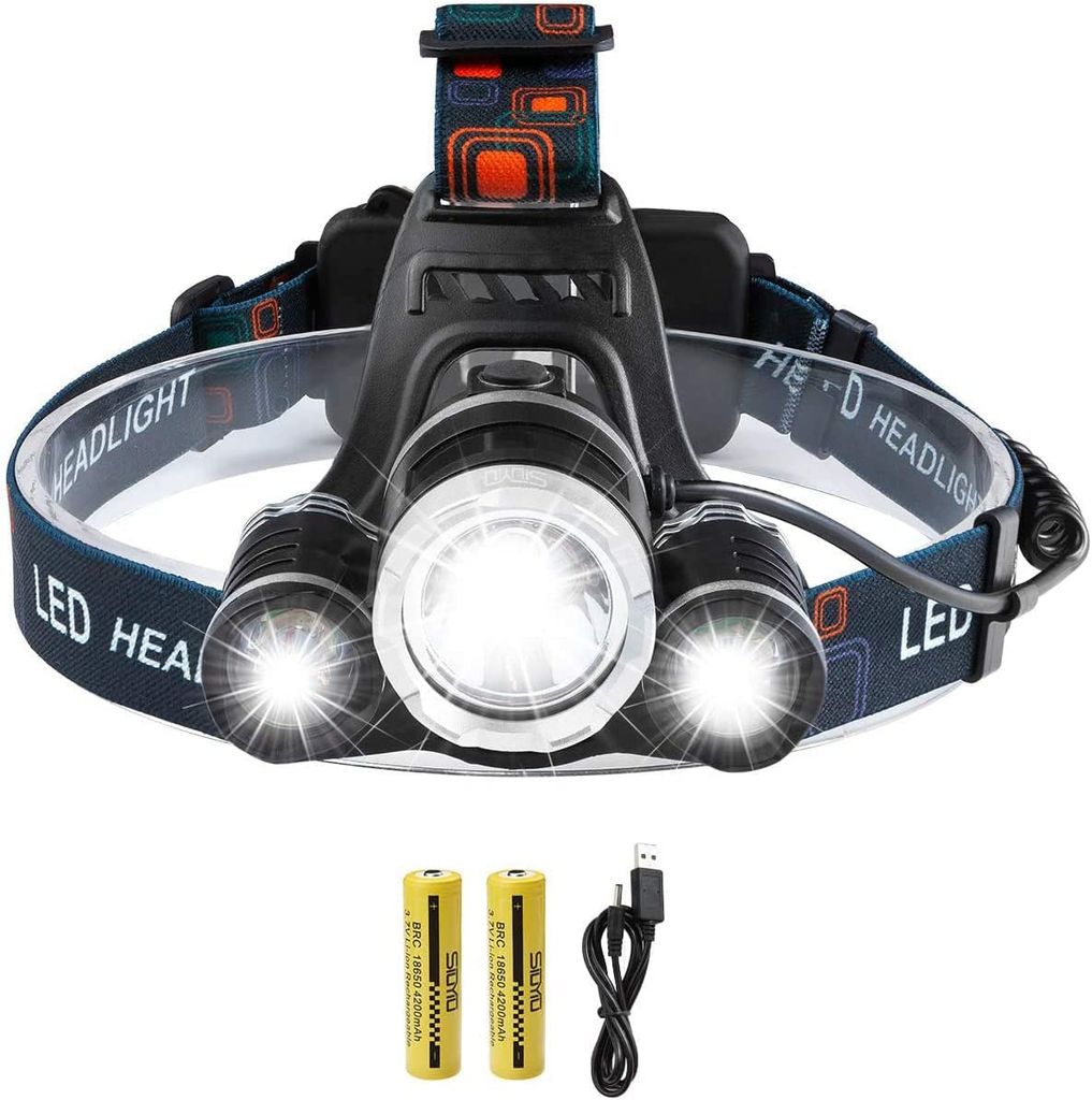 Stirnlampe 5 LED CREE® XML T6 - Wiederaufladbar 2 x 18650 Batterien
