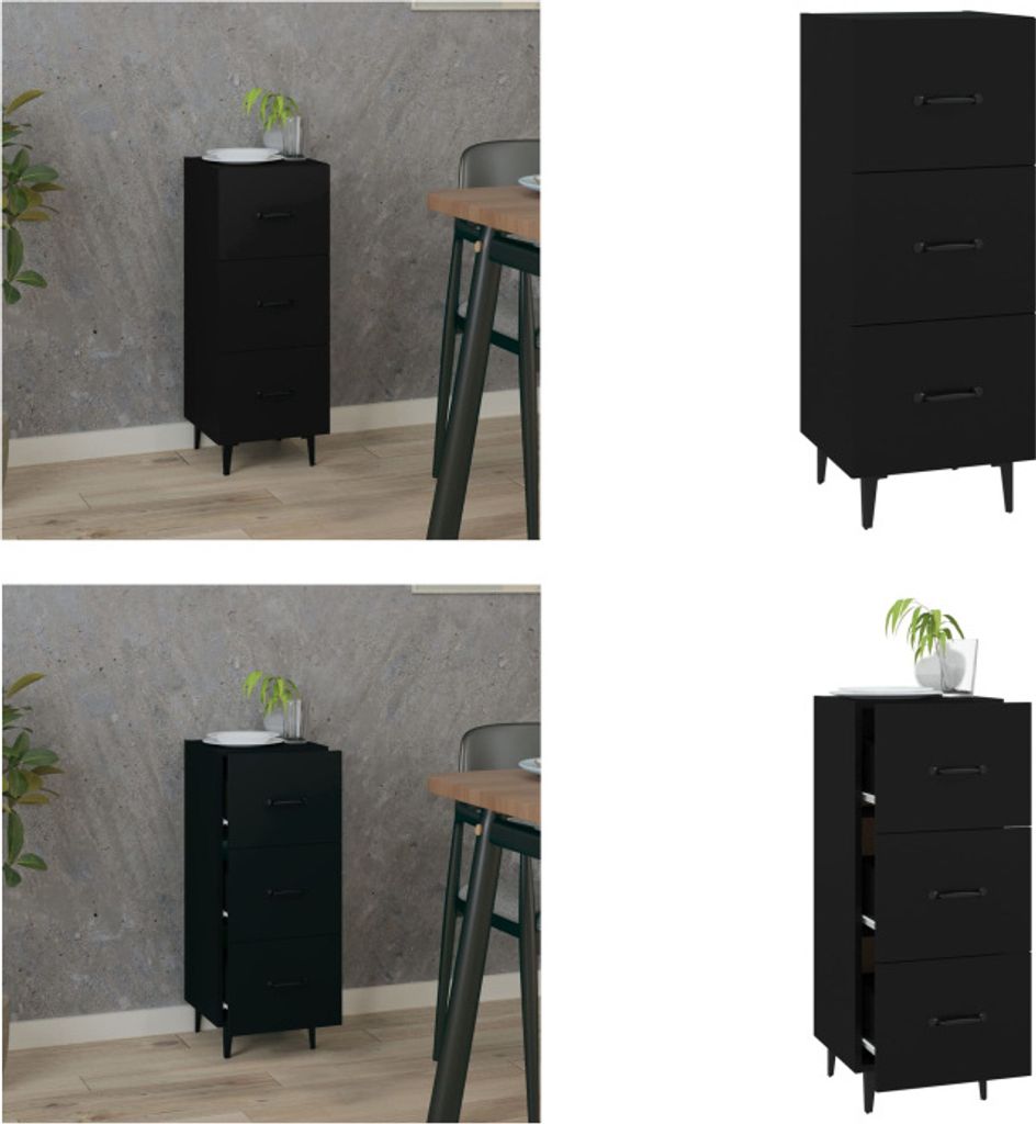 vidaXL Sideboard Schwarz 34,5x34x90 cm Holzwerkstoff - Sideboard - Sideboards - Schrank - Aufbewahrungsschrank