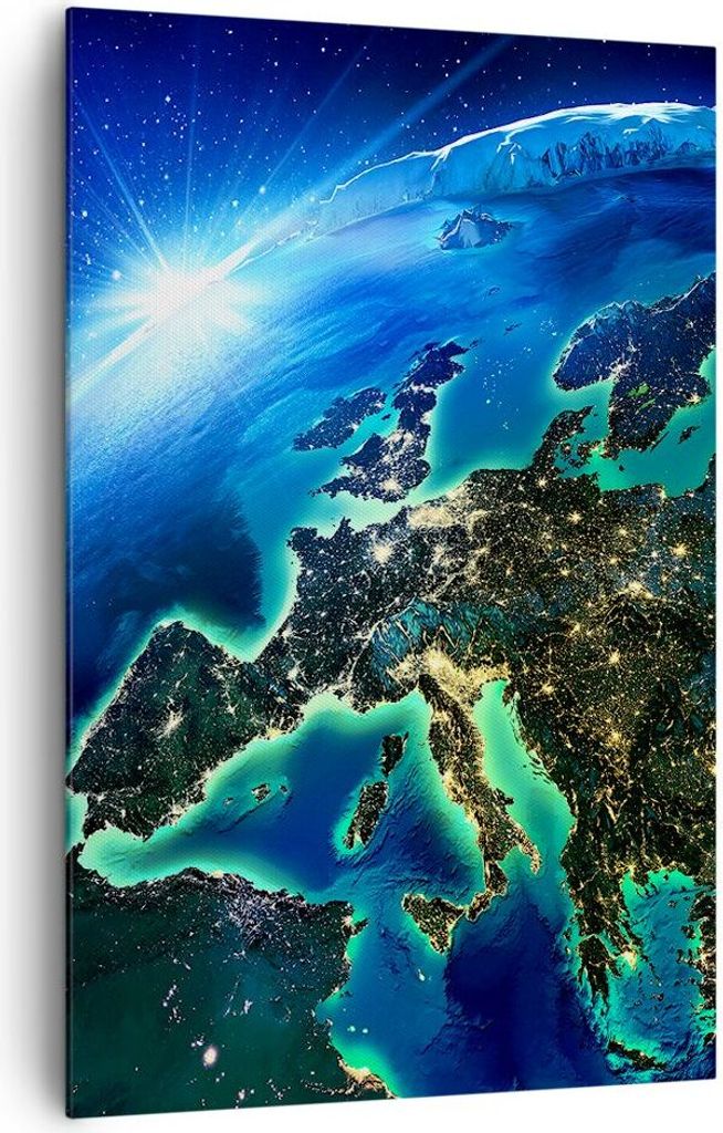 Bild auf Leinwand - Leinwandbild - Einteilig - Nacht raum welt ansicht - 80x120cm - Wand Bild - Wanddeko - Wandbilder - Leinwanddruck - Wanddekorat...