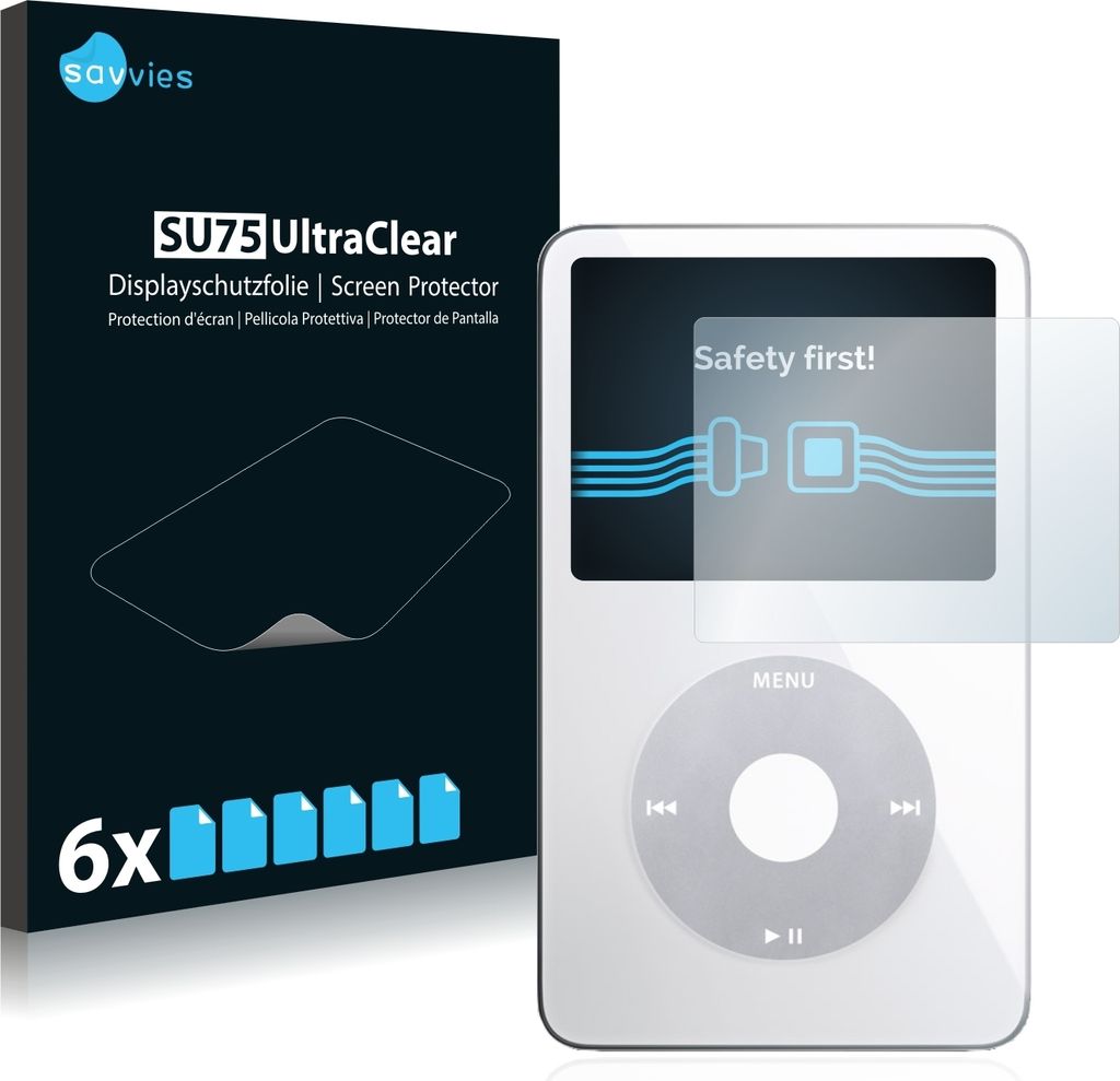6x Für Apple iPod classic video Display (5. Gen.) Schutzfolie Savvies Displayschutz Display Schutz Folie Klar Transparent