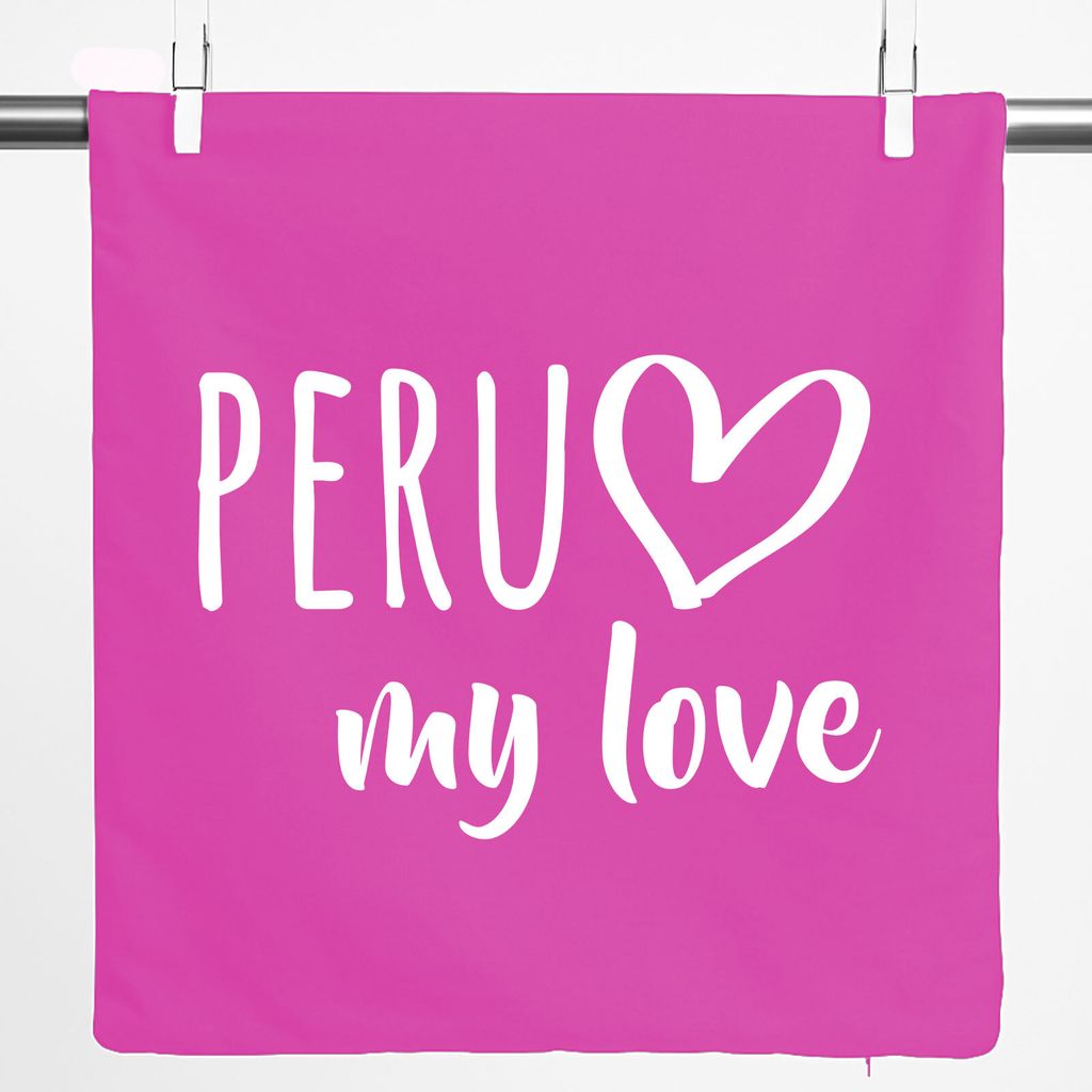 Huuraa Kissenbezug Peru my love 40x40cm Fuchsia Baumwolle Dekokissenbezug Geschenkidee