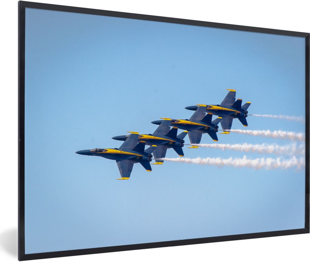 MuchoWow Gerahmtes Poster Mehrere Jets nebeneinander in San Francisco 90x60 cm - Poster mit Schwarzem Bilderrahmen Wandposter Rahmen Foto Bilder ...