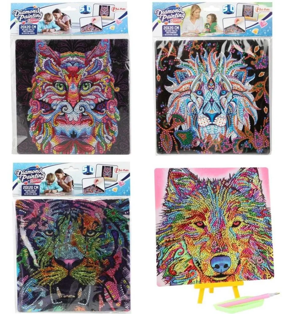 Kit diamond painting animaux 20x20cm anti-stress pour débutant