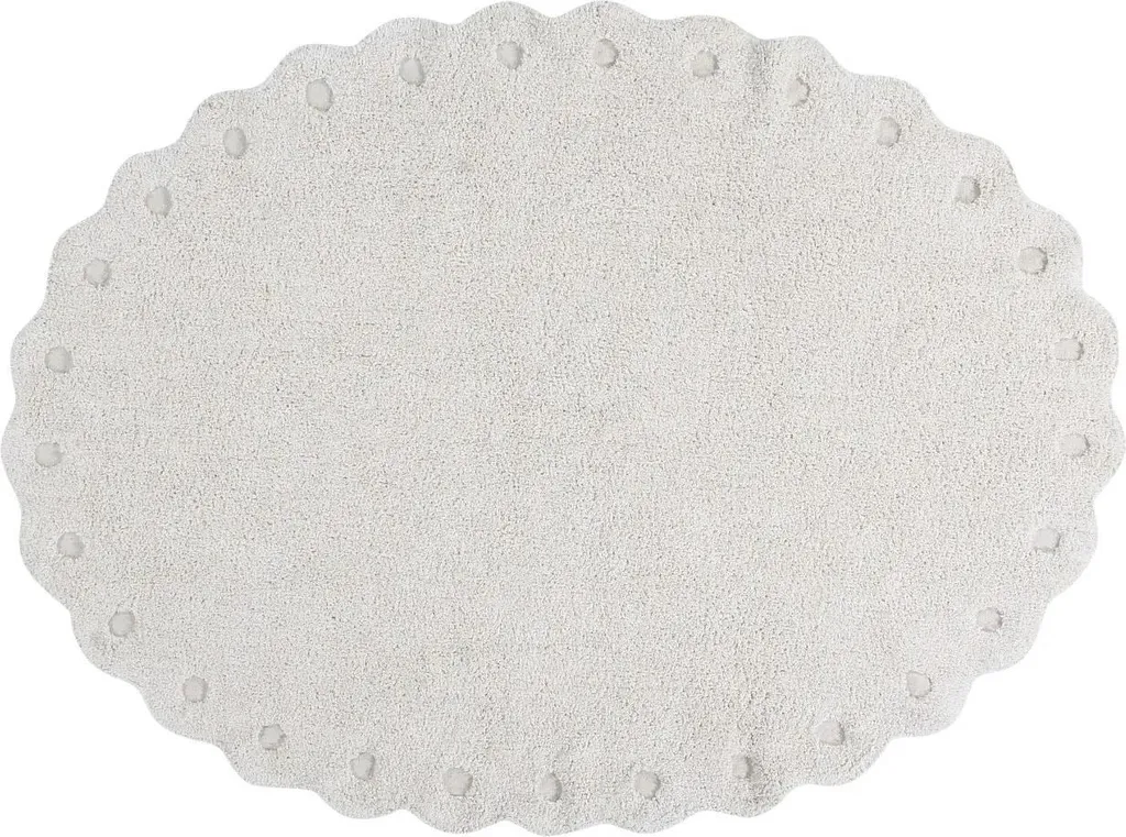 Tapis enfant 130x180 cm Ivoire - Tapis ovale en fibres douces Pinecone