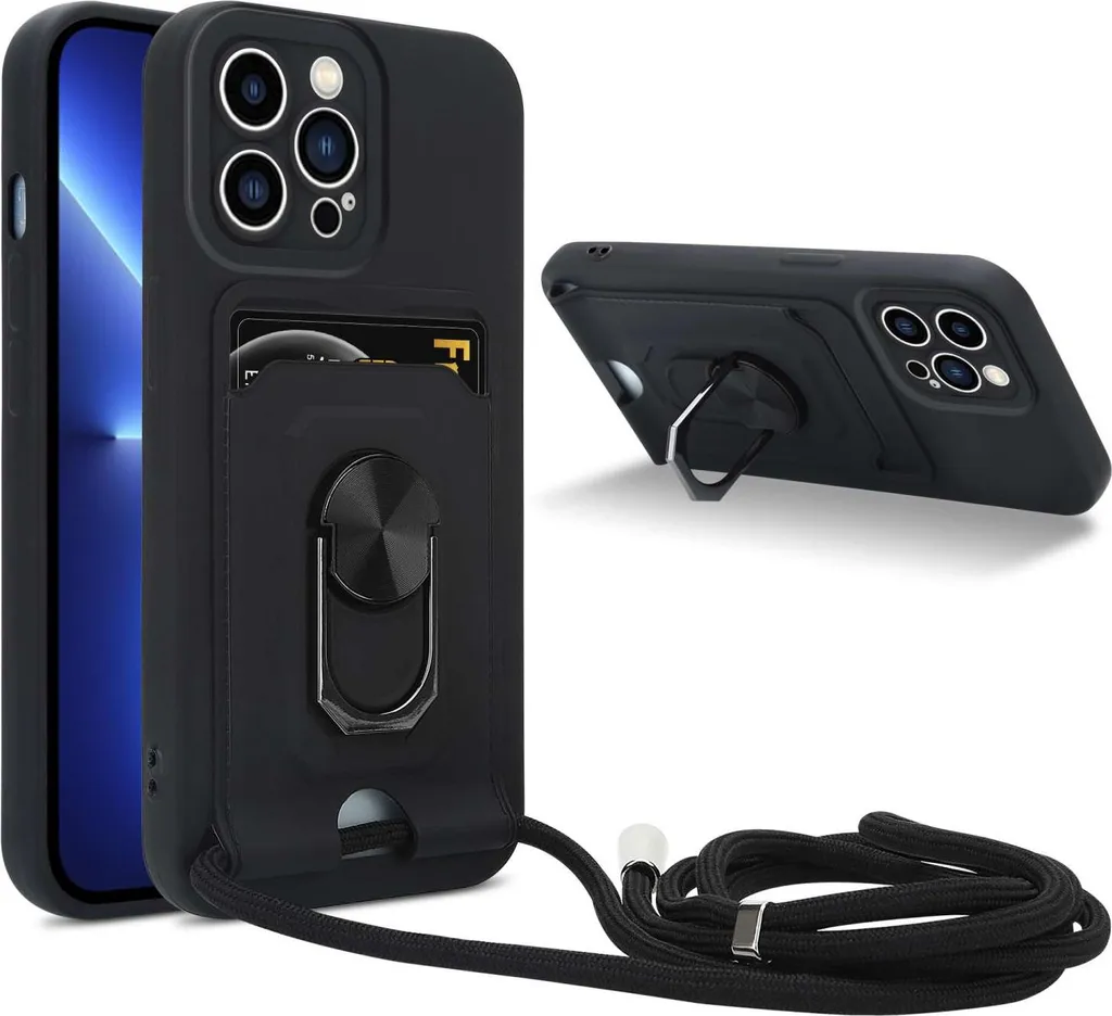Cadorabo iPhone 11 PRO MAX Cover con Tracolla e Stand - Nero