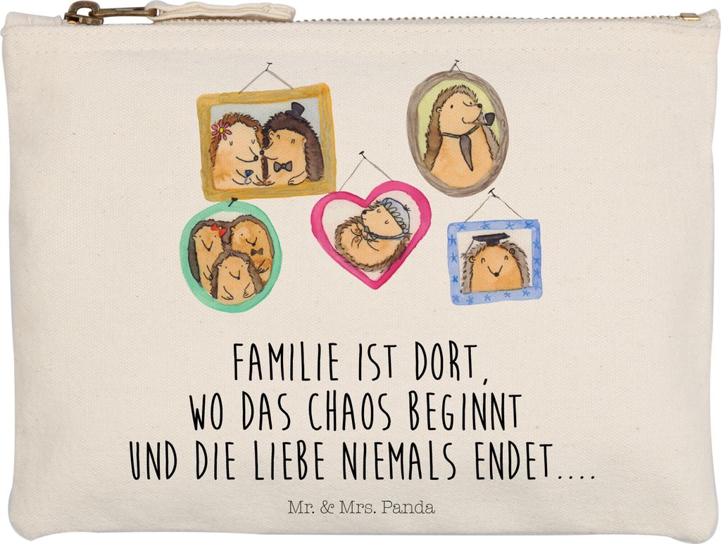 Mr. & Mrs. Panda Federmappe Igel Familie Grösse XL Große - Weiß - Geschenk, Federtasche, toiletry bag, Bilder, Etui, kosmetiktäschchen, Papa, K...