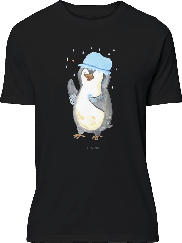 Mr. & Mrs. Panda S T-Shirt Pinguin Duschen - Schwarz - Geschenk, Neustart, Statement-Shirt, mit Spruch, Baden, Tshirt, Motivation, Duschkonzert, Du...