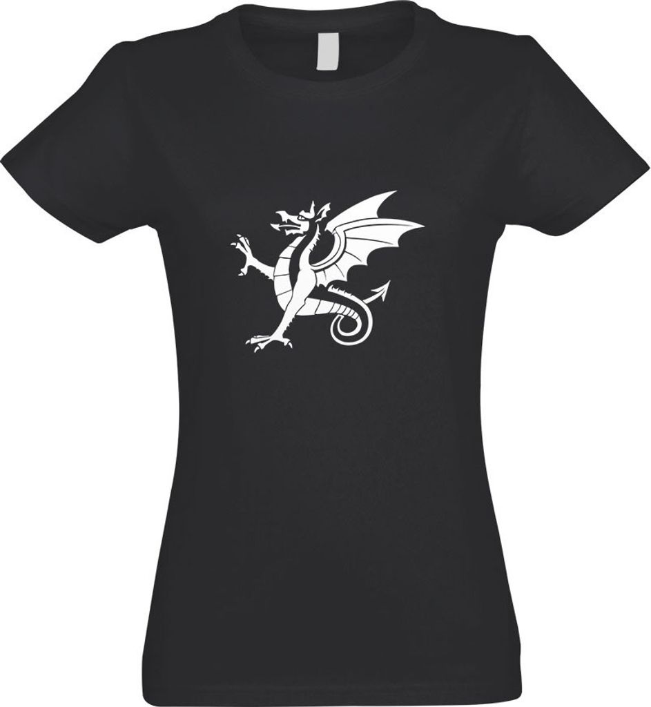 Kiwistar - T-Shirt tailliert - Damen - Graphit - Anglo Saxon White Wyrm - mit Motiv Bedruckt - Funshirt Design - Sport - Freizeit - Damen - XL