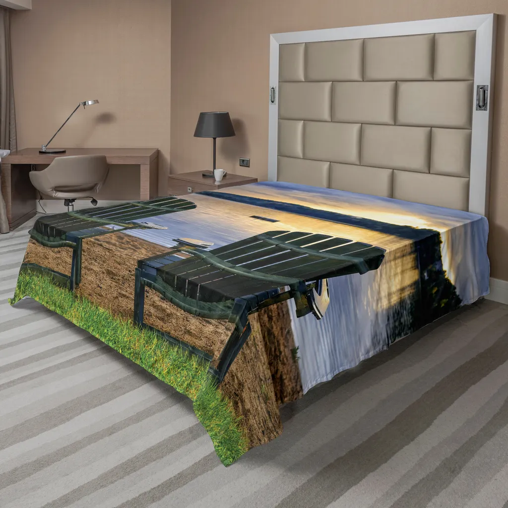 ABAKUHAUS Drap Plat Lac Algonquin Canada Décoratif 266x260 cm Vert