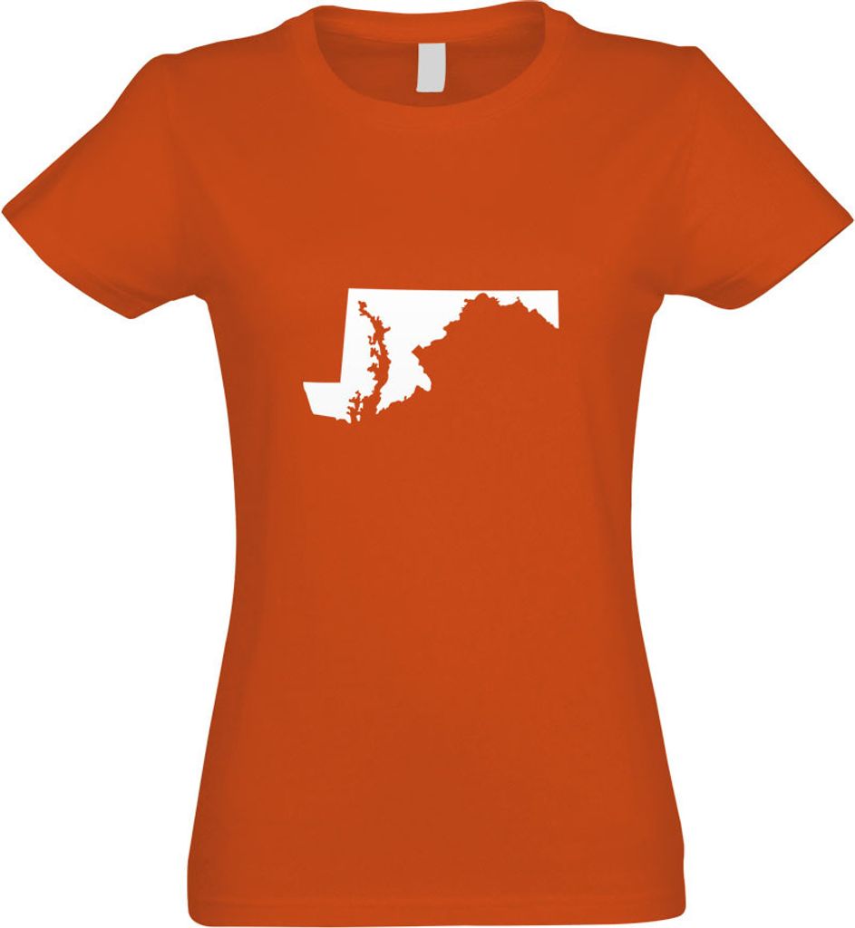 Kiwistar - T-Shirt tailliert - Damen - orange - USA - Bundesstaat - Maryland - mit Motiv Bedruckt - Funshirt Design - Sport - Freizeit - Damen - XXL