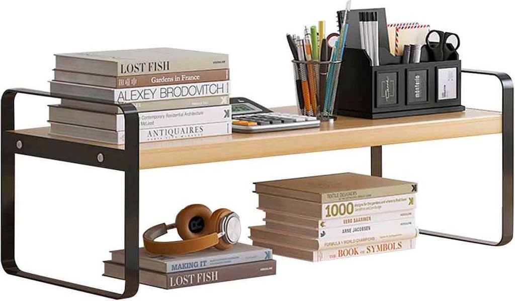 Freistehende Display-Desktop-Speicher-Organizer-Regale, Holz-Schreibtisch-Organizer-Ständer, Arbeitsplatten-Bücherregal für Bürobedarf, Make-up