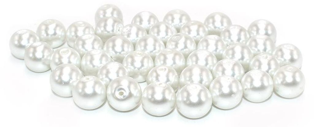 Vintageparts Glaswachsperlen rund weiß 10 mm, 40 Stück Produktbild 