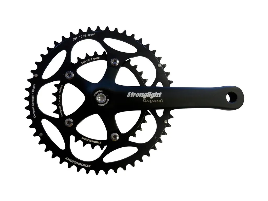 Pédalier Stronglight Impact 2F Noir 175mm 34/50 Double Plateau Route