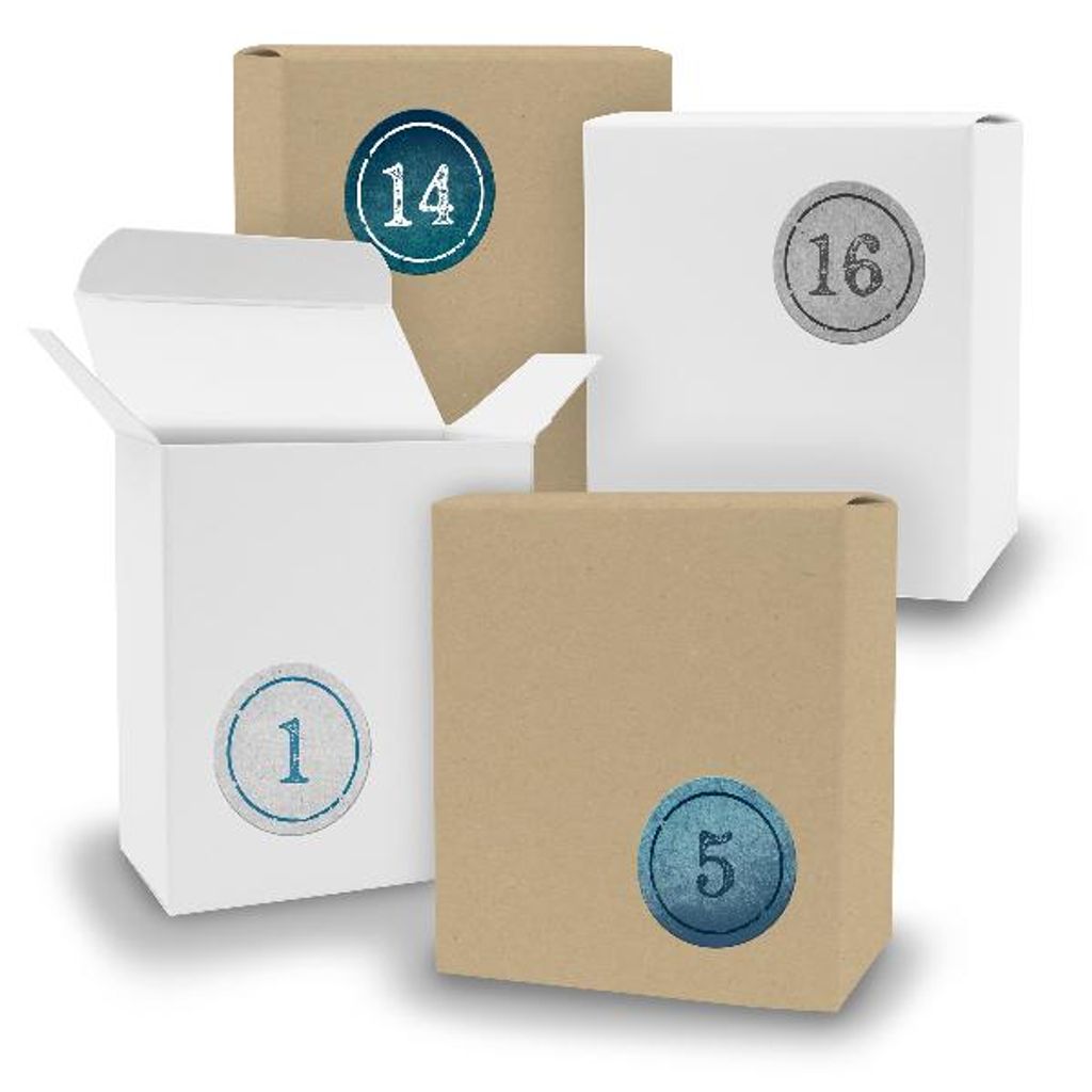 Adventskalender zum Füllen 24x Quader gemischt WEISS BRAUN Produktbild 
