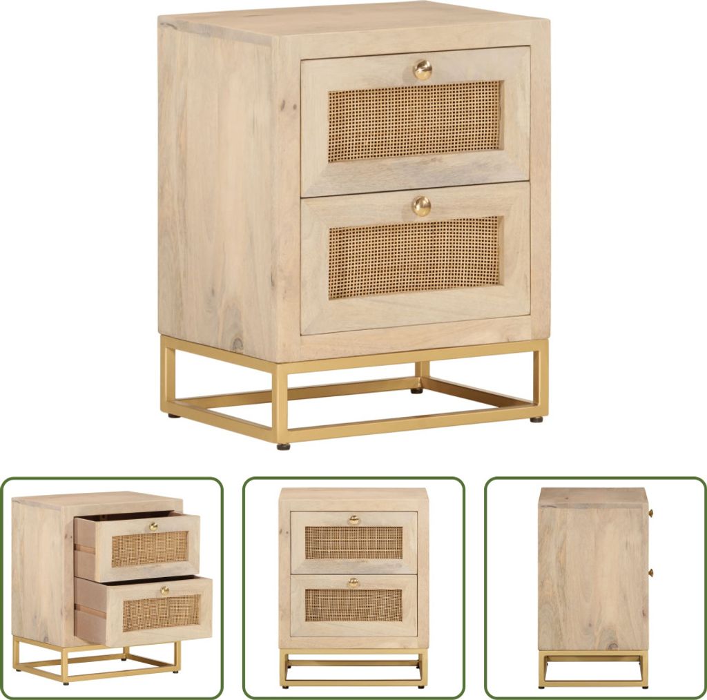 The Living Store Nachttisch 40x30x50 cm Massivholz Mango Produktbild 