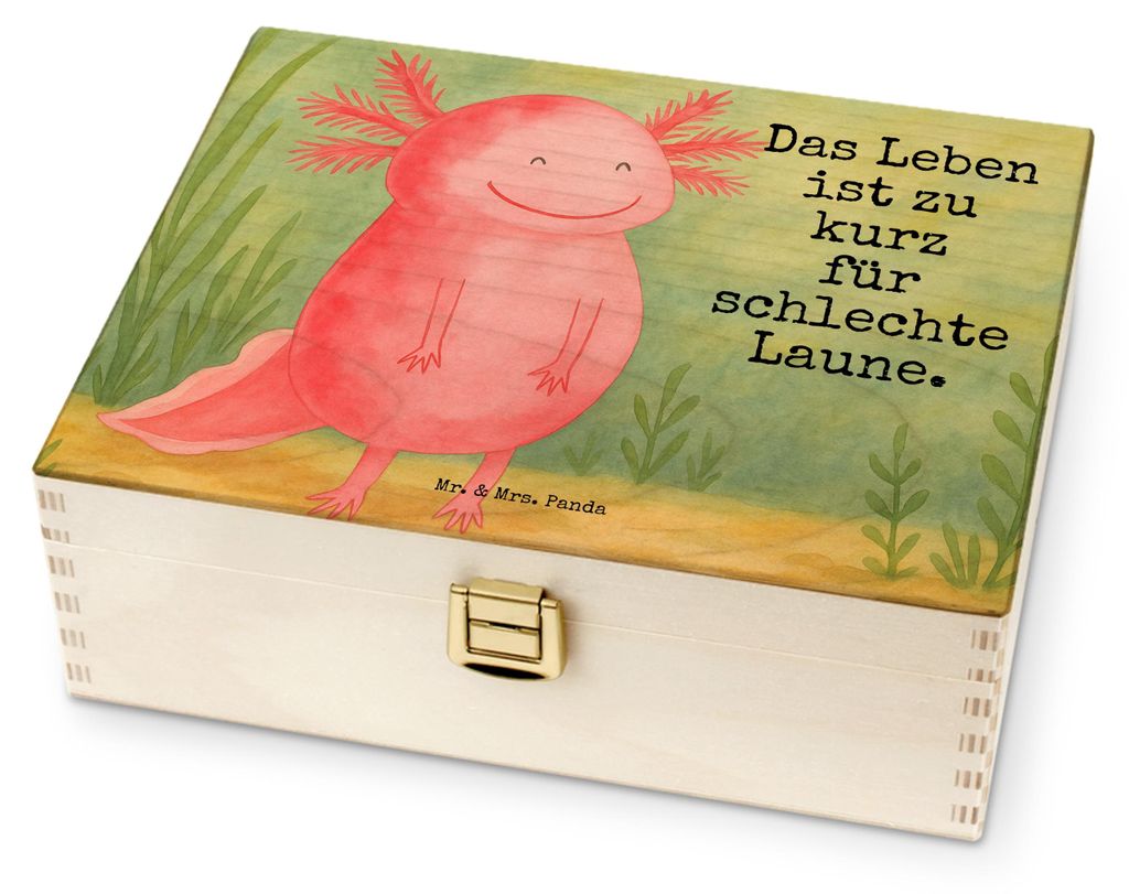 Mr. & Mrs. Panda Tee Box Axolotl Glücklich Design - Weiß - Geschenk, Teeaufbewahrung, Motivationsspruch, für Paare, Aufbewahrung, Lebensfroh, Gu...