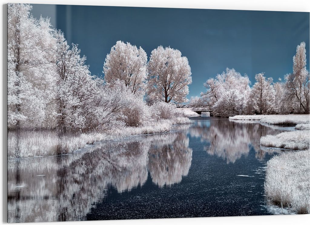DEQORI Magnettafel Glas 90x60 cm 'Stille Wasser' beschreibbar Whiteboard Pinnwand Küche