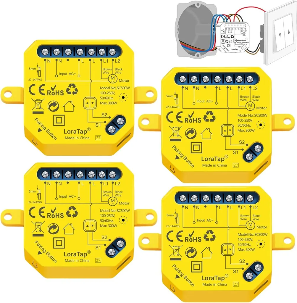 LoraTap V2N2 Tapparelle WiFi: 4 Moduli per un Risveglio Naturale Smart