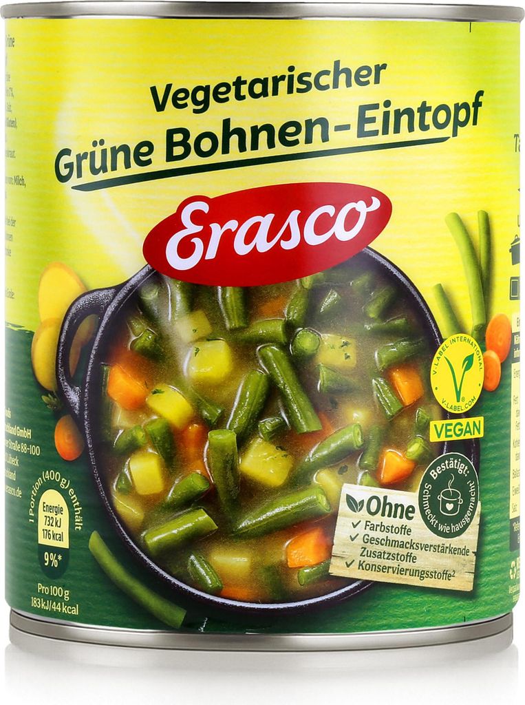 Erasco Grüne Bohnen Eintopf mit Rindfleisch 800g (1er Pack)