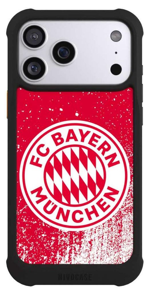 NIVOCASE Hülle für Apple iPhone 17 Pro Max Stoßfeste Handyhülle NIVOmax Case Schwarz FC Bayern München FCB Offizielles Lizenzprodukt