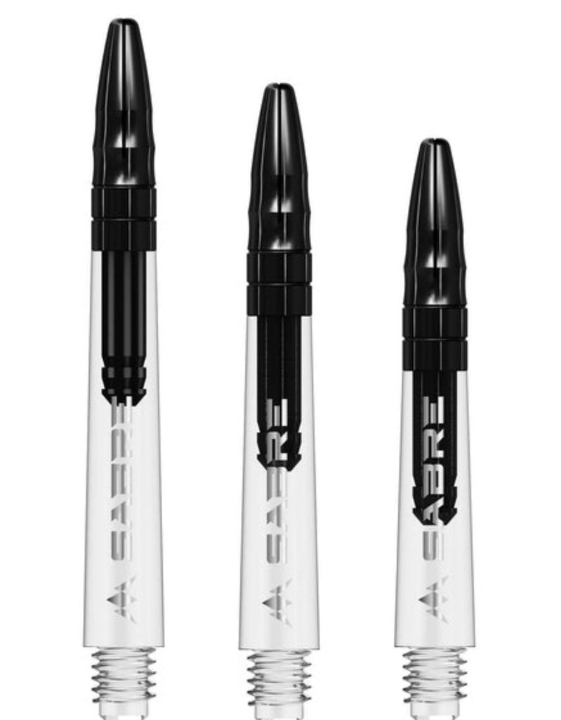 Mission Sabre Dartschäfte | Polycarbonat & Aluminium | Medium Transparent | 2BA Gewinde | 1 Set = 3 Stück