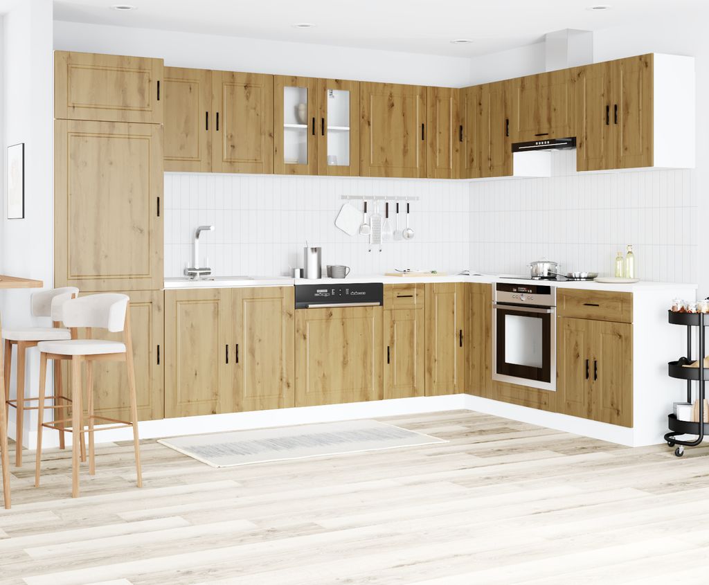 Desgin Spülenunterschrank Porto mit Spüle Artisan Eiche 80x46x84,5 cm - Küchenschränke 3315030