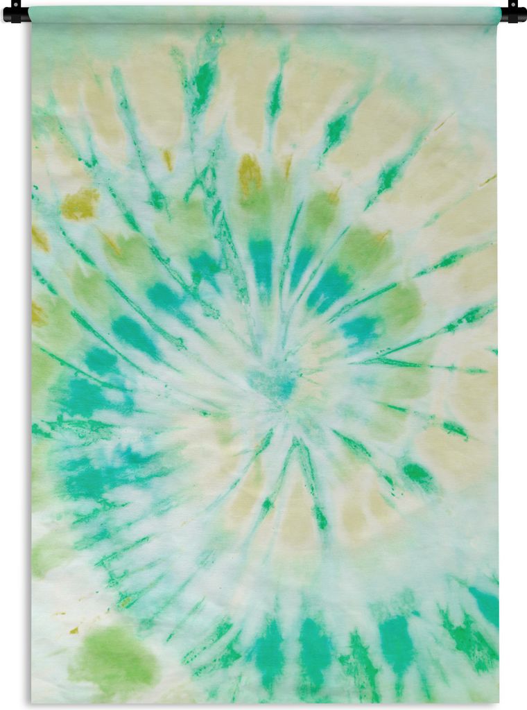 MuchoWow Wandteppich Wandbehang Krawattenfärbung - Grün - Spirale 120x180 cm Tapisserie Dekoration Wandtuch - Schlafzimmer - Dekorationen für ...