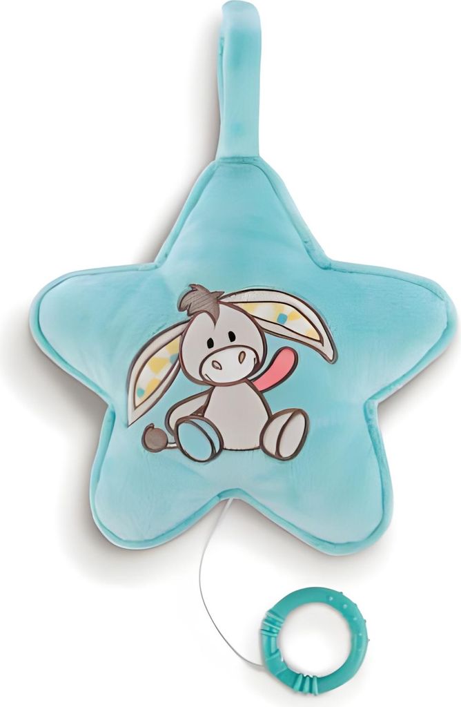 NICI 42360 Spieluhr Stern mit Esel MUL, hellblau