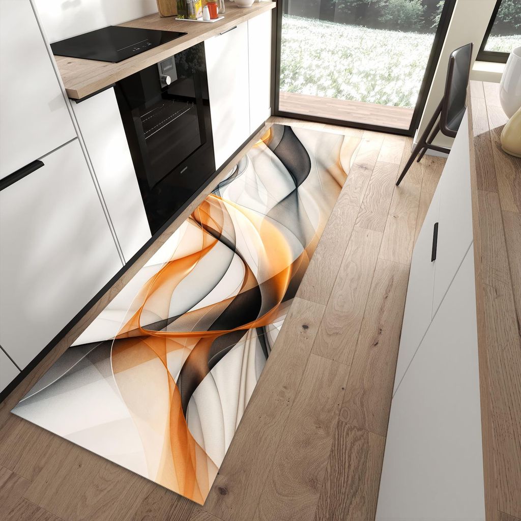 Küchenteppich 80x280cm rutschfest & abwischbar PVC Läufer - Schwebende Wellen