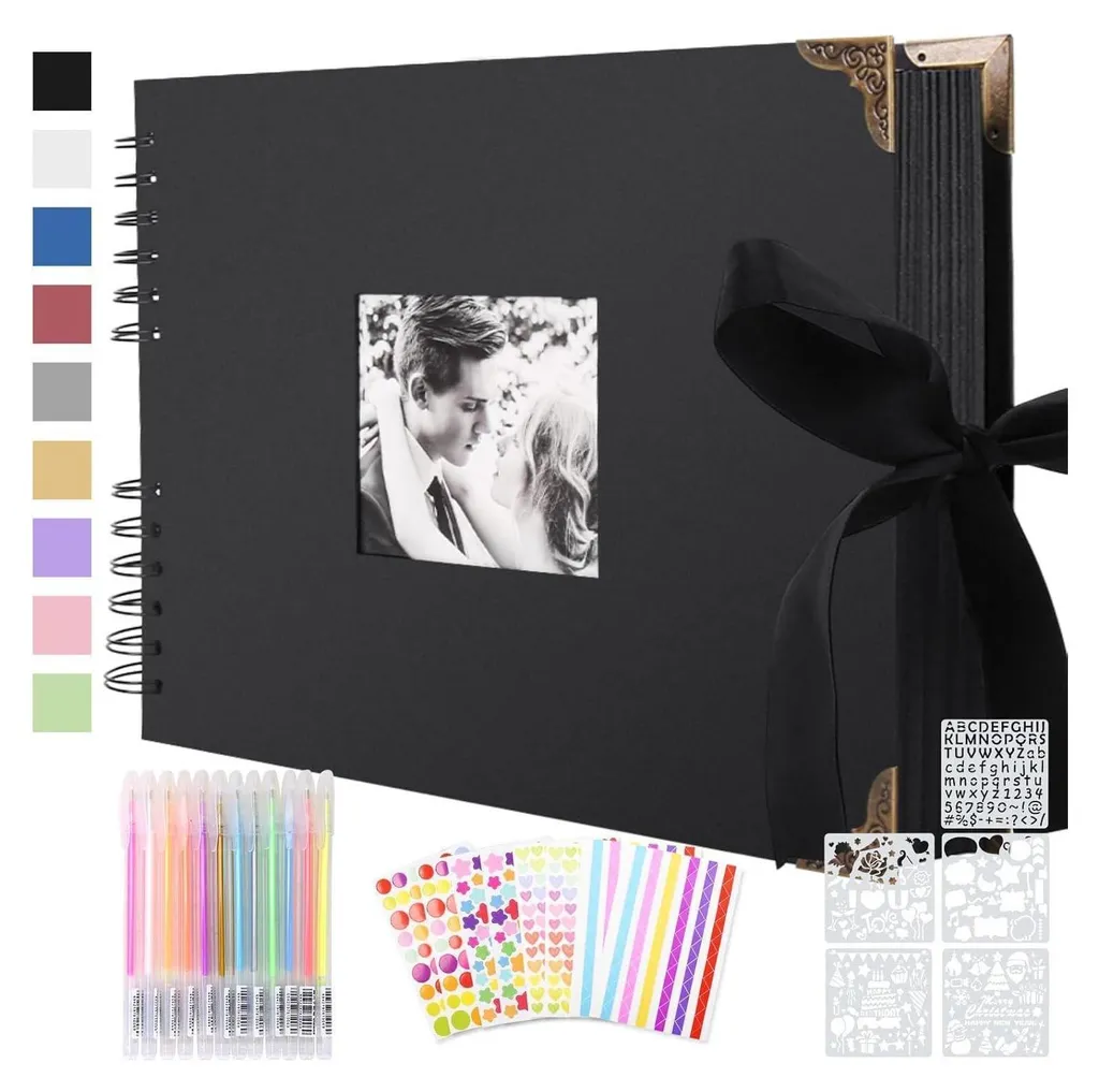 Créez votre Album photo Scrapbook DIY Noir 80 pages Livre de souvenirs