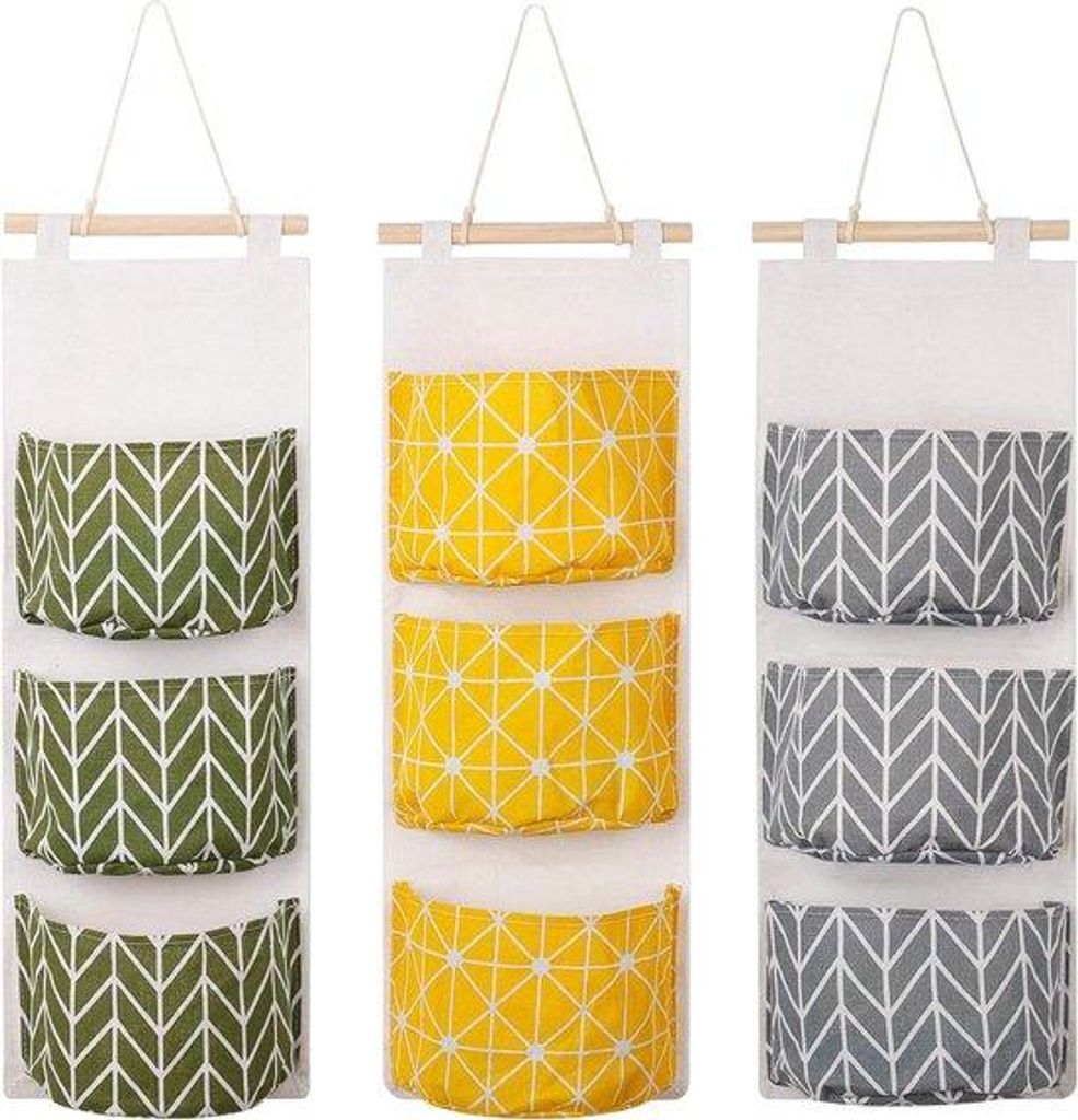 Famanu opbergtas voor aan de muur, wandorganizer met 3 Productafbeelding 