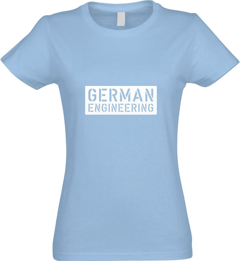 Kiwistar - T-Shirt tailliert - Damen - himmelblau - German Engeneering - mit Motiv Bedruckt - Funshirt Design - Sport - Freizeit - Damen - S