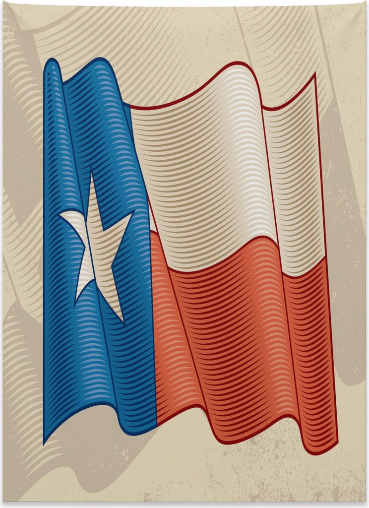 Abakuhaus Texas Star Wandteppich, Flatterndes Flaggen-Motiv aus Weiches Mikrofaser Stoff Kein Verblassen Klare Farben Waschbar, 110 x 150 cm, Zinno...